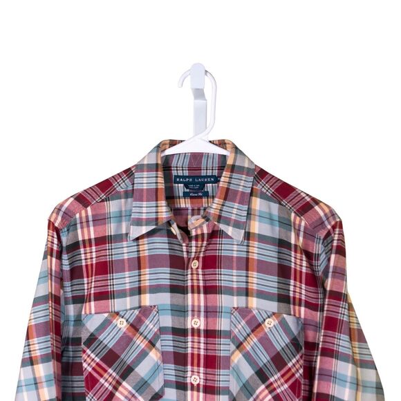 Ralph Lauren Women's Shirt Button Up Multicolor Plaid Classic Fit Blouse Top 10 - Picture 5 of 9